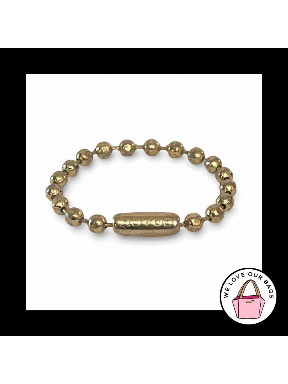 COACH 4" BALL CHAIN Bright Brass Bag Hang Tag Charm Fob Embossed 3.2mm Metal